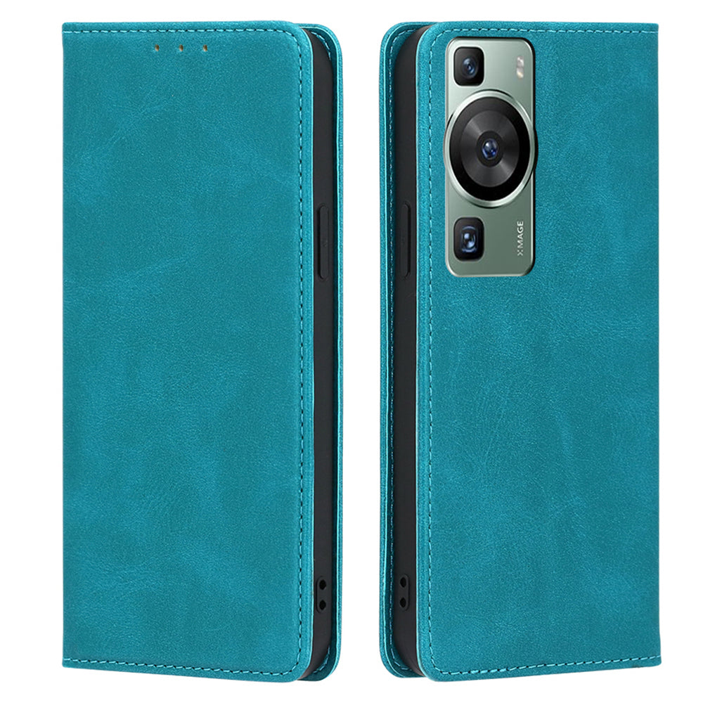For Huawei P60 / P60 Pro PU Leather Phone Case Stand Wallet Calf Texture Magnetic Protective Cover