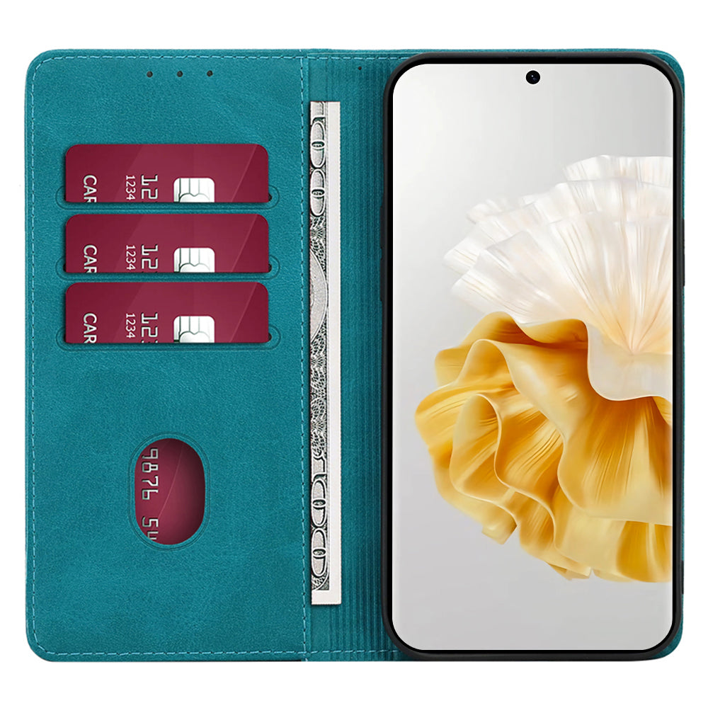 For Huawei P60 / P60 Pro PU Leather Phone Case Stand Wallet Calf Texture Magnetic Protective Cover