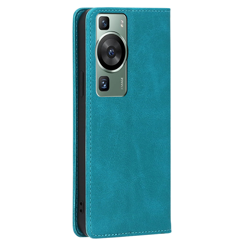 For Huawei P60 / P60 Pro PU Leather Phone Case Stand Wallet Calf Texture Magnetic Protective Cover