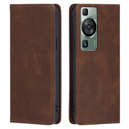 For Huawei P60 / P60 Pro PU Leather Phone Case Stand Wallet Calf Texture Magnetic Protective Cover