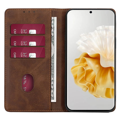 For Huawei P60 / P60 Pro PU Leather Phone Case Stand Wallet Calf Texture Magnetic Protective Cover