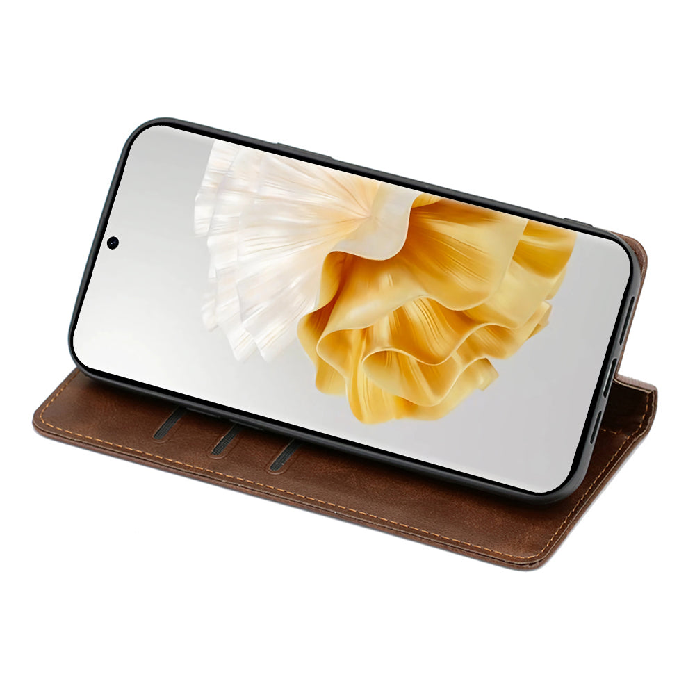 For Huawei P60 / P60 Pro PU Leather Phone Case Stand Wallet Calf Texture Magnetic Protective Cover