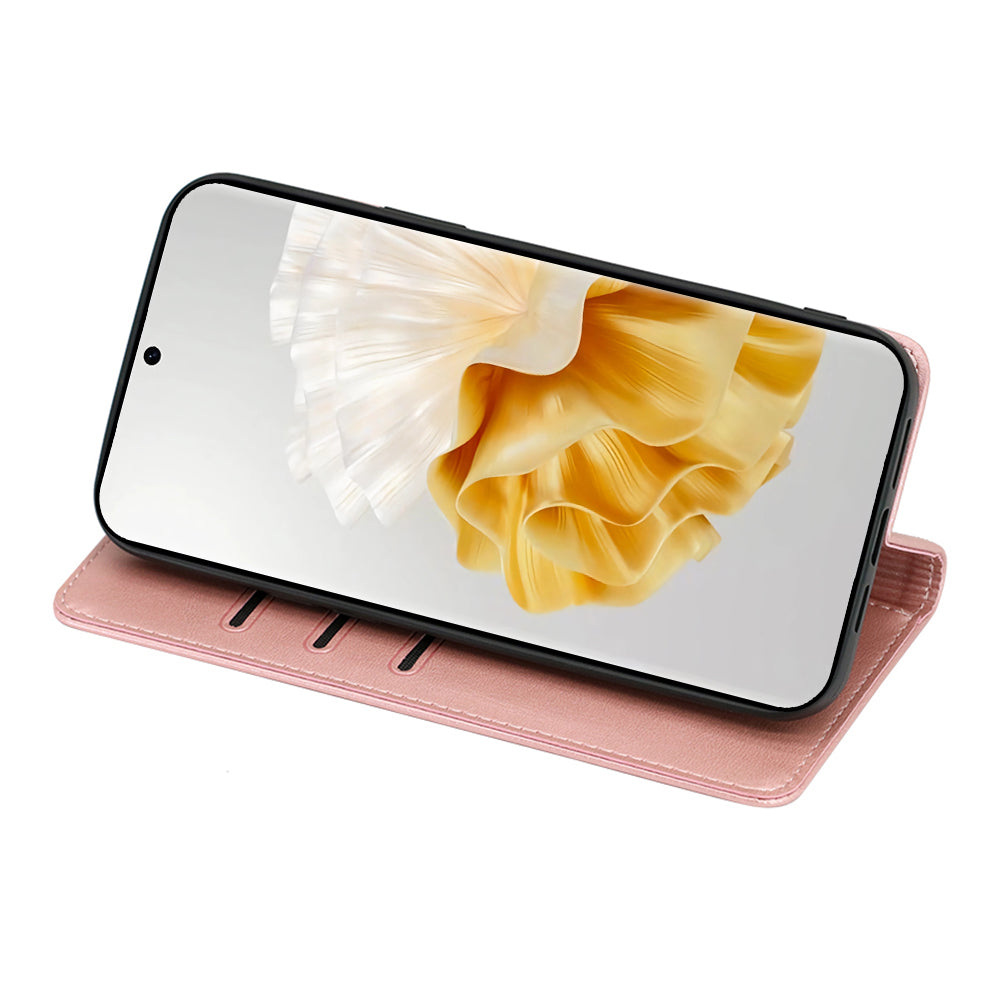 For Huawei P60 / P60 Pro PU Leather Phone Case Stand Wallet Calf Texture Magnetic Protective Cover