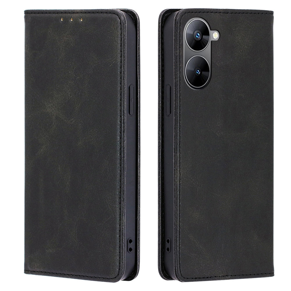 PU Leather Magnetic Flip Case for Realme V30 5G / V30t , Stand Calf Texture Wallet Phone Cover