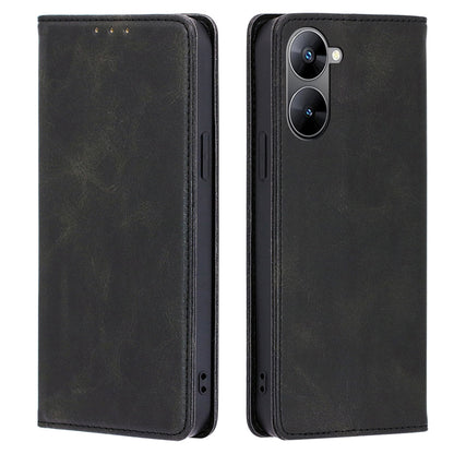 PU Leather Magnetic Flip Case for Realme V30 5G / V30t , Stand Calf Texture Wallet Phone Cover