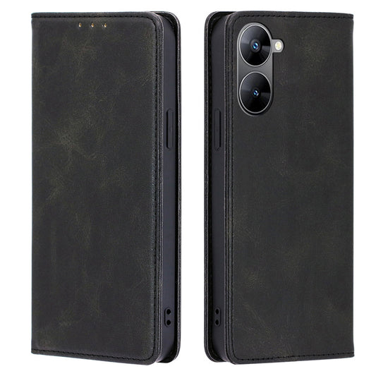 PU Leather Magnetic Flip Case for Realme V30 5G / V30t , Stand Calf Texture Wallet Phone Cover