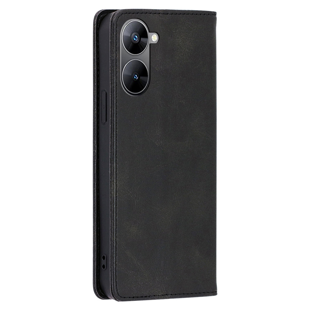 PU Leather Magnetic Flip Case for Realme V30 5G / V30t , Stand Calf Texture Wallet Phone Cover