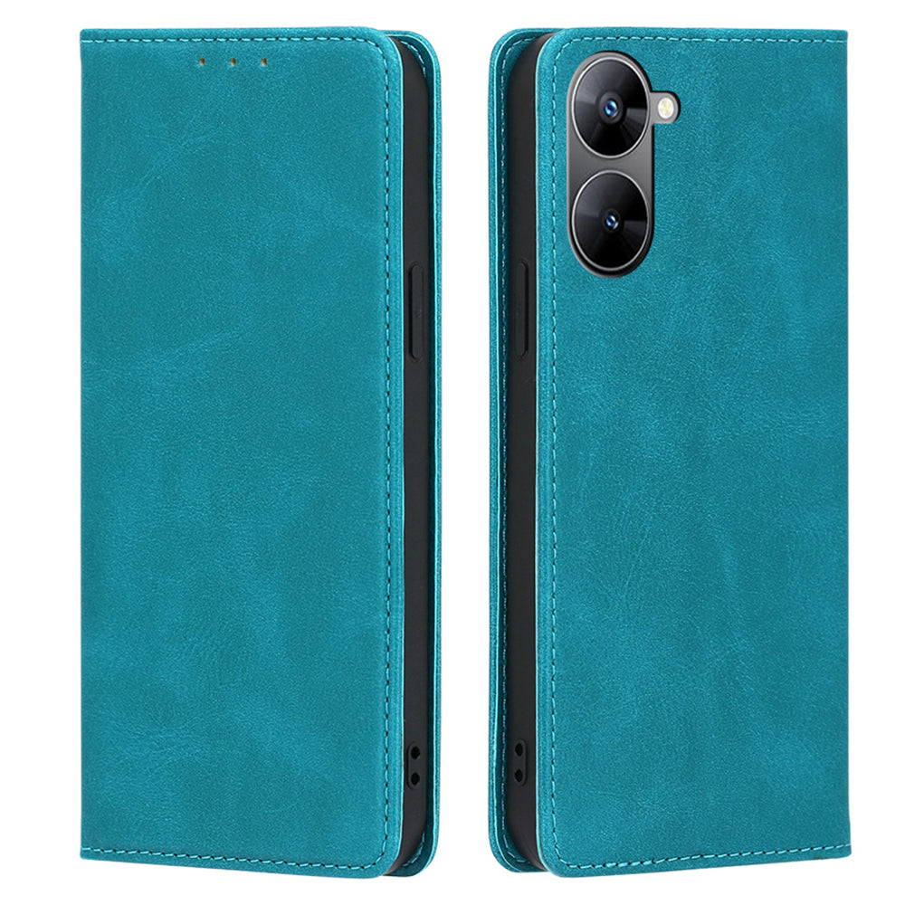 PU Leather Magnetic Flip Case for Realme V30 5G / V30t , Stand Calf Texture Wallet Phone Cover