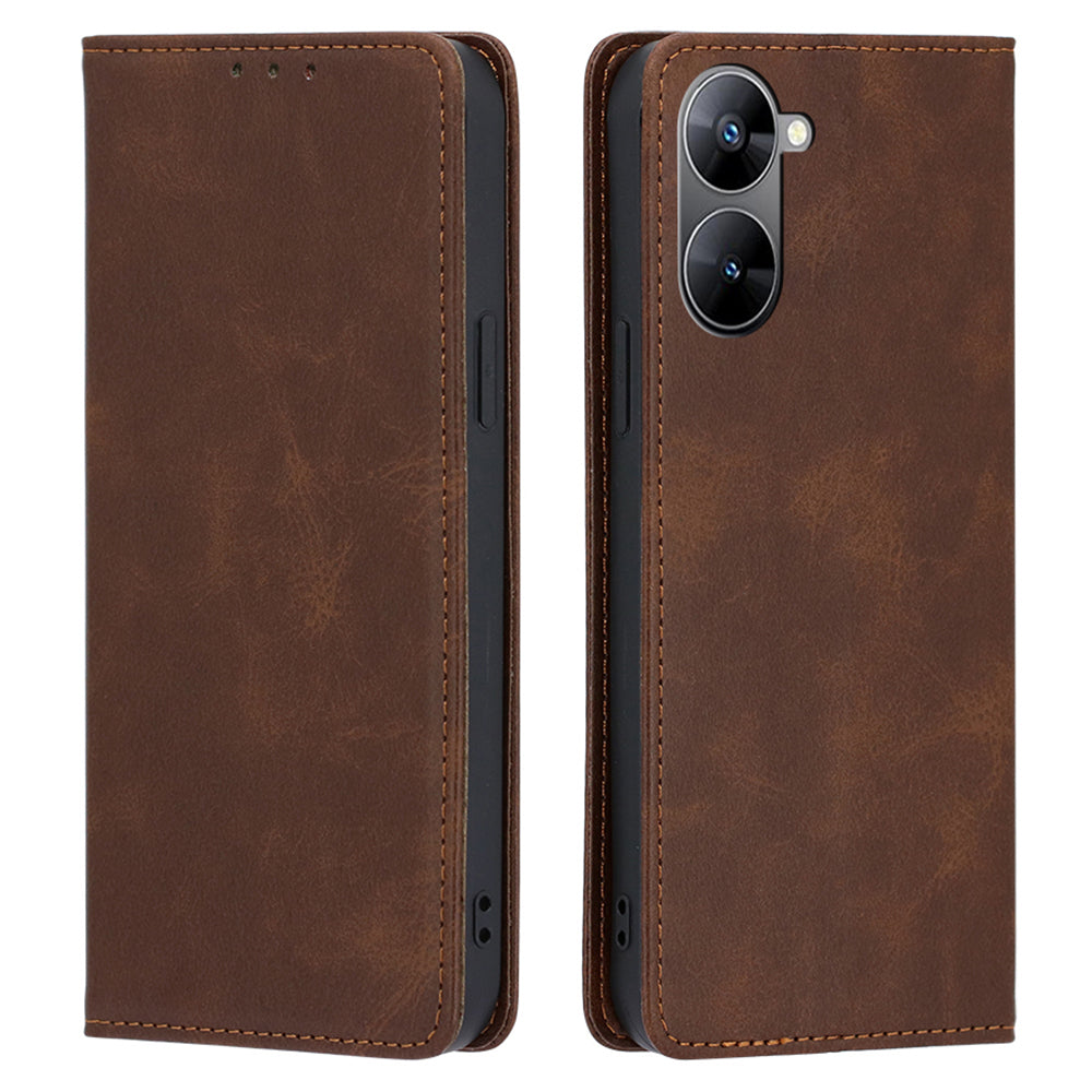 PU Leather Magnetic Flip Case for Realme V30 5G / V30t , Stand Calf Texture Wallet Phone Cover