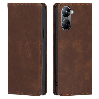 PU Leather Magnetic Flip Case for Realme V30 5G / V30t , Stand Calf Texture Wallet Phone Cover