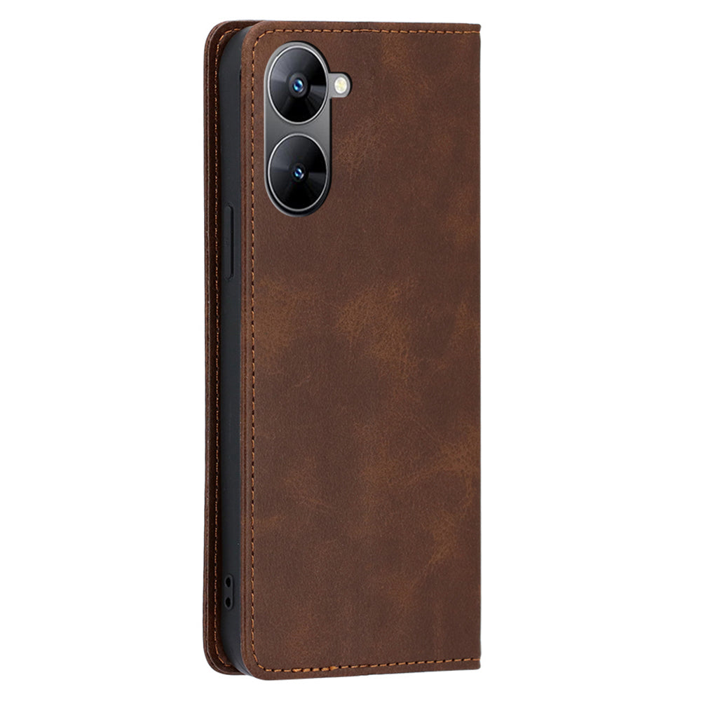 PU Leather Magnetic Flip Case for Realme V30 5G / V30t , Stand Calf Texture Wallet Phone Cover