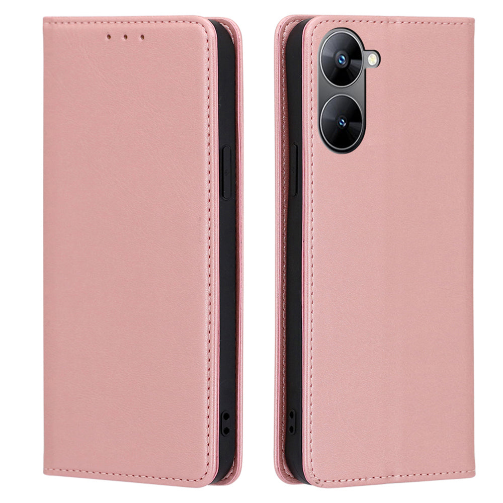 PU Leather Magnetic Flip Case for Realme V30 5G / V30t , Stand Calf Texture Wallet Phone Cover