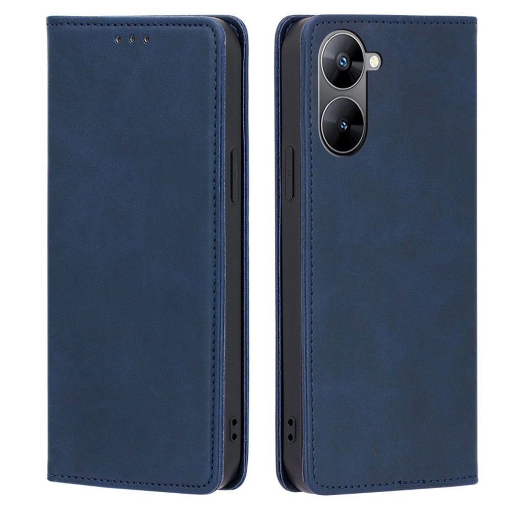 PU Leather Magnetic Flip Case for Realme V30 5G / V30t , Stand Calf Texture Wallet Phone Cover