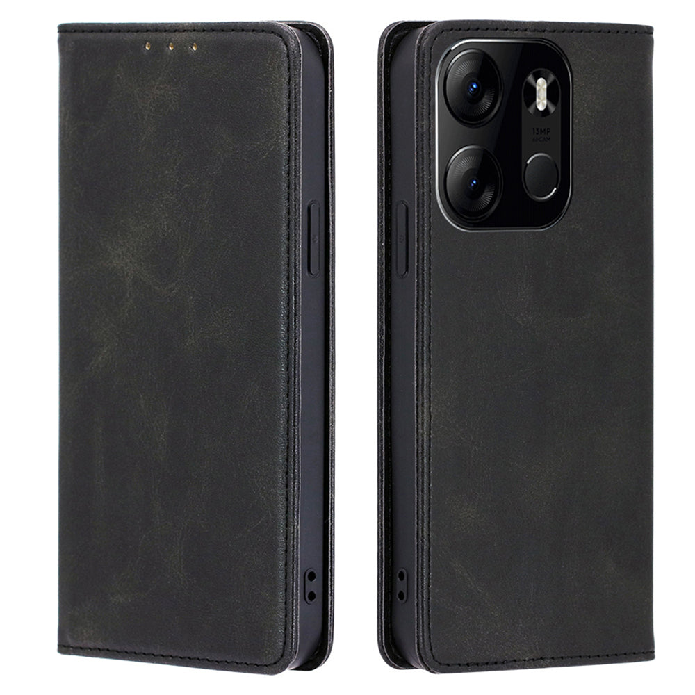 For Tecno Spark Go 2023 4G Stand Leather Phone Case Magnetic Closure Calf Texture Wallet Cover
