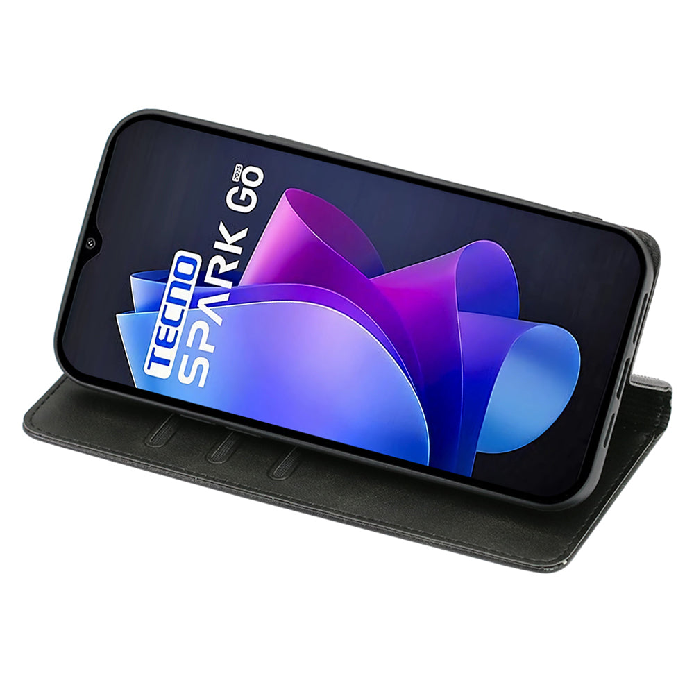 For Tecno Spark Go 2023 4G Stand Leather Phone Case Magnetic Closure Calf Texture Wallet Cover