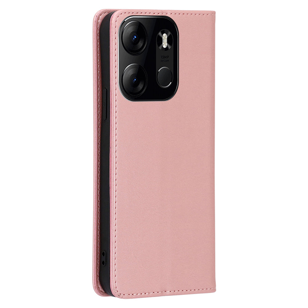 For Tecno Spark Go 2023 4G Stand Leather Phone Case Magnetic Closure Calf Texture Wallet Cover