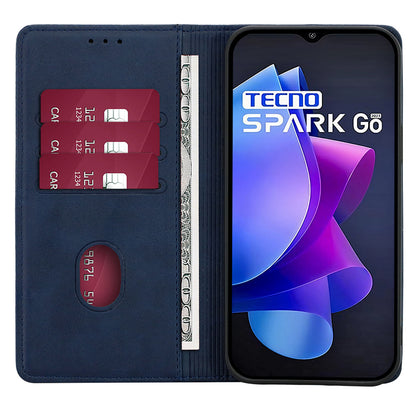 For Tecno Spark Go 2023 4G Stand Leather Phone Case Magnetic Closure Calf Texture Wallet Cover