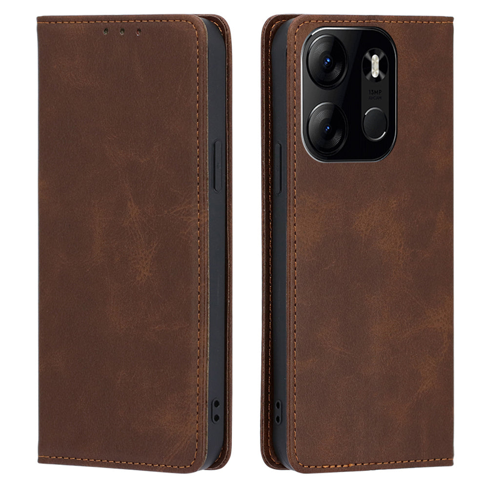 For Tecno Spark Go 2023 4G Stand Leather Phone Case Magnetic Closure Calf Texture Wallet Cover