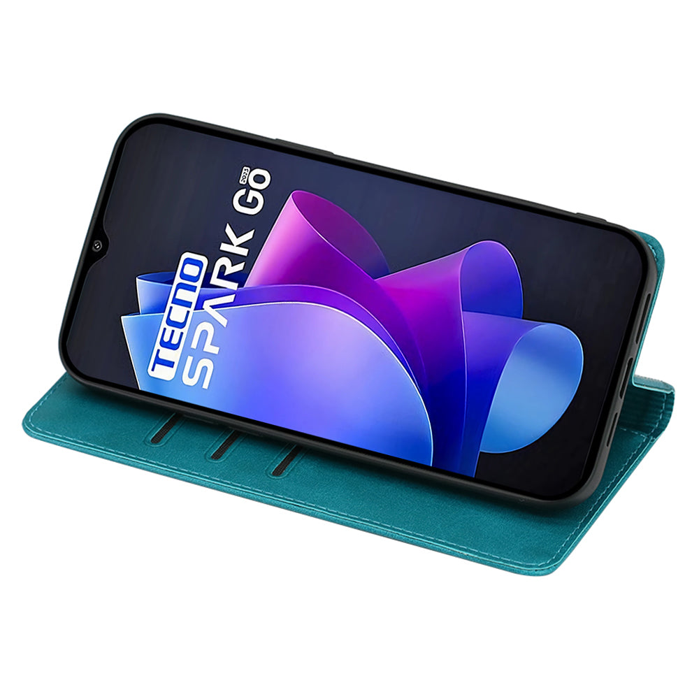 For Tecno Spark Go 2023 4G Stand Leather Phone Case Magnetic Closure Calf Texture Wallet Cover