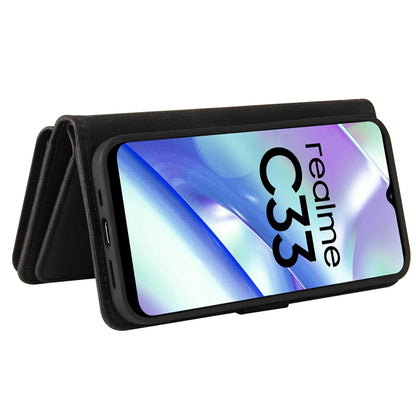 For Realme C33 4G / C33 2023 4G KT Multi-Functional Series-2 Zipper Pocket Leather Phone Case Multiple Card Slots Wallet Stand Cover