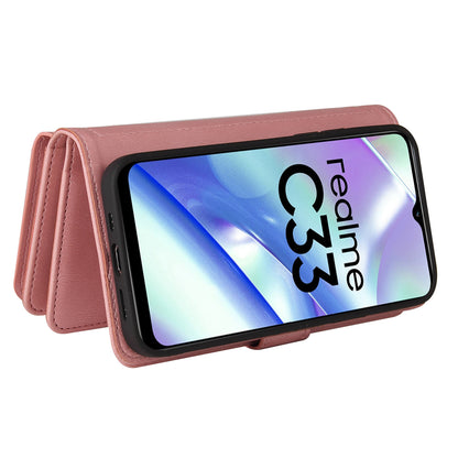 For Realme C33 4G / C33 2023 4G KT Multi-Functional Series-2 Zipper Pocket Leather Phone Case Multiple Card Slots Wallet Stand Cover