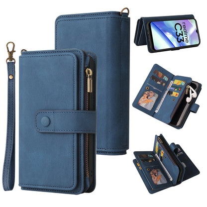 For Realme C33 4G / C33 2023 4G KT Multi-Functional Series-2 Zipper Pocket Leather Phone Case Multiple Card Slots Wallet Stand Cover