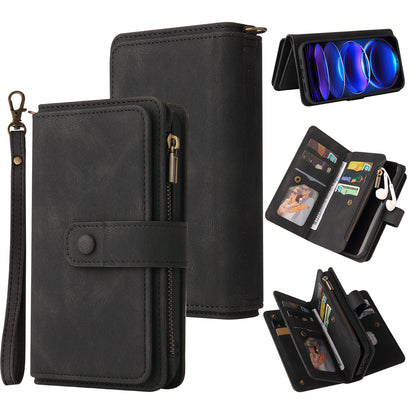For Xiaomi Redmi Note 12 Pro 5G KT Phone Case Multi-Functional Series-2 Multiple Card Slots Leather Zipper Pocket Cover