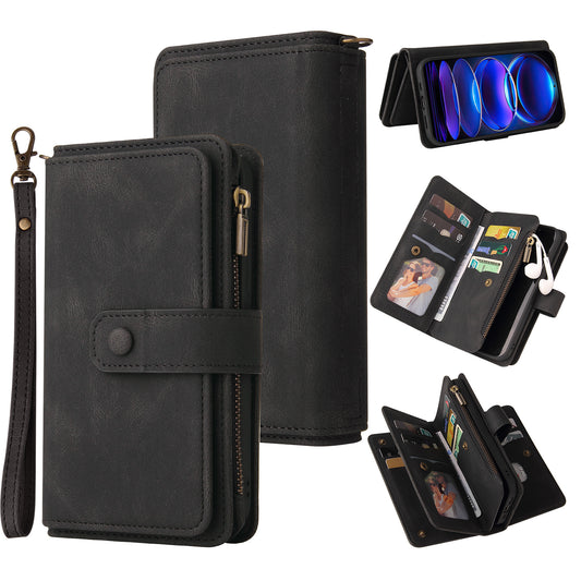 For Xiaomi Redmi Note 12 Pro 5G KT Phone Case Multi-Functional Series-2 Multiple Card Slots Leather Zipper Pocket Cover