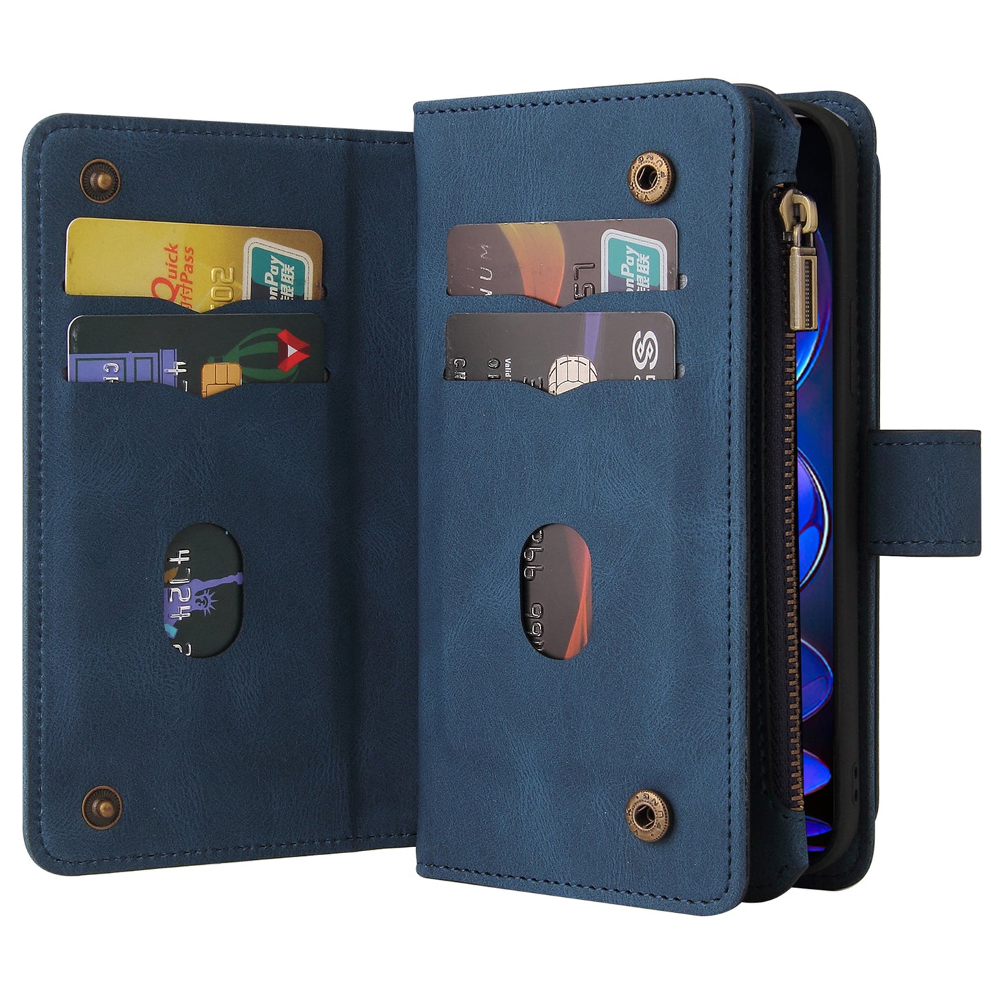 For Xiaomi Redmi Note 12 Pro 5G KT Phone Case Multi-Functional Series-2 Multiple Card Slots Leather Zipper Pocket Cover