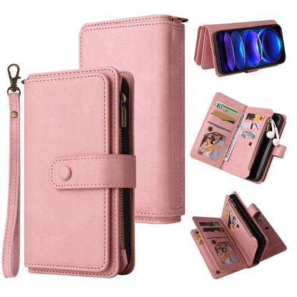 For Xiaomi Redmi Note 12 Pro 5G KT Phone Case Multi-Functional Series-2 Multiple Card Slots Leather Zipper Pocket Cover