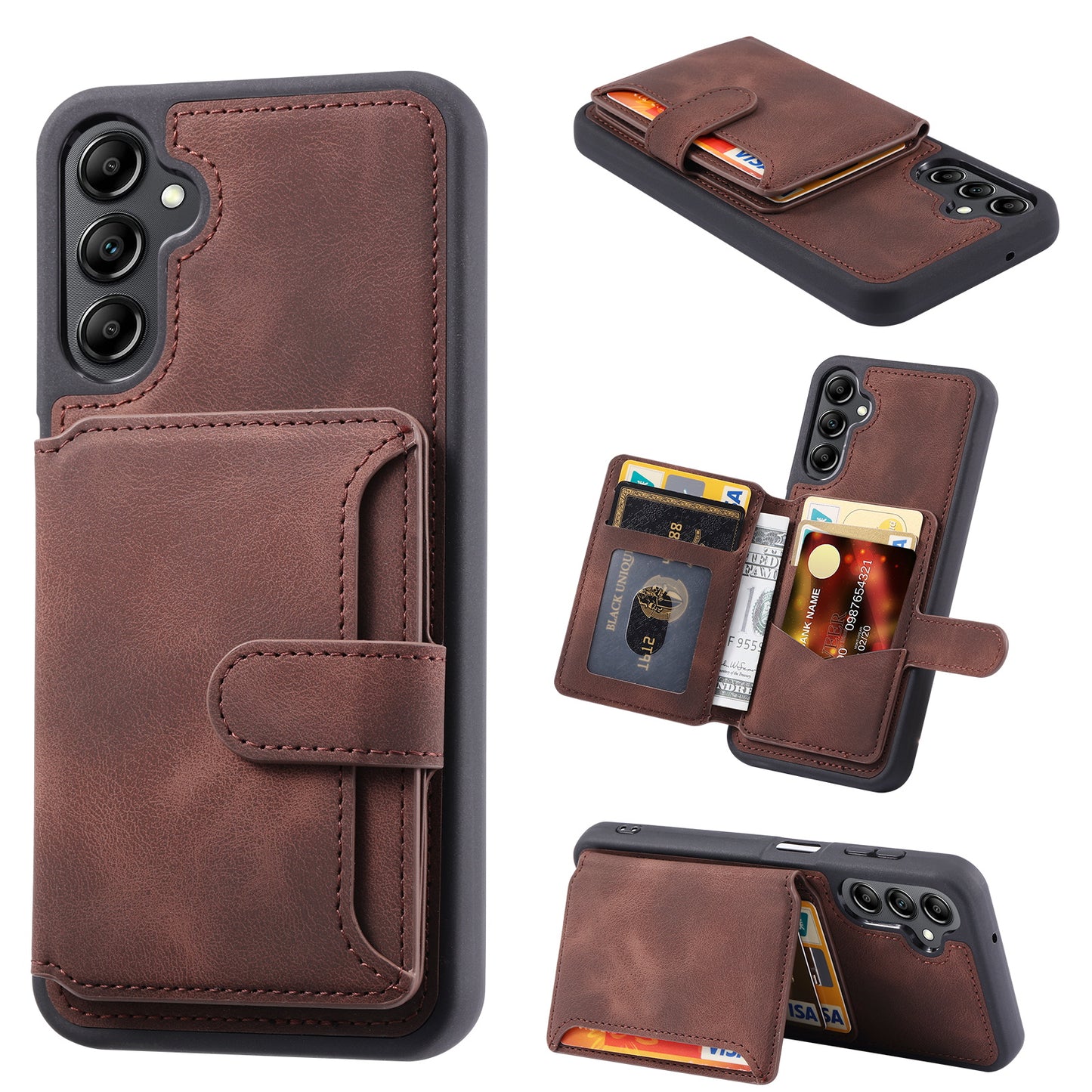 For Samsung Galaxy A24 4G Kickstand RFID Blocking Phone Case PU Leather Coated TPU Wallet Back Cover