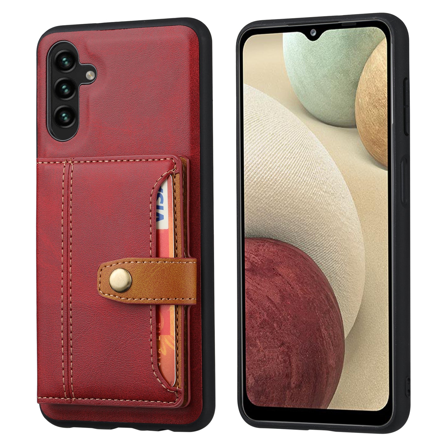 For Samsung Galaxy A24 4G Kickstand Card Slot Phone Case PU Leather + TPU Calf Texture Anti-Scratch Cover