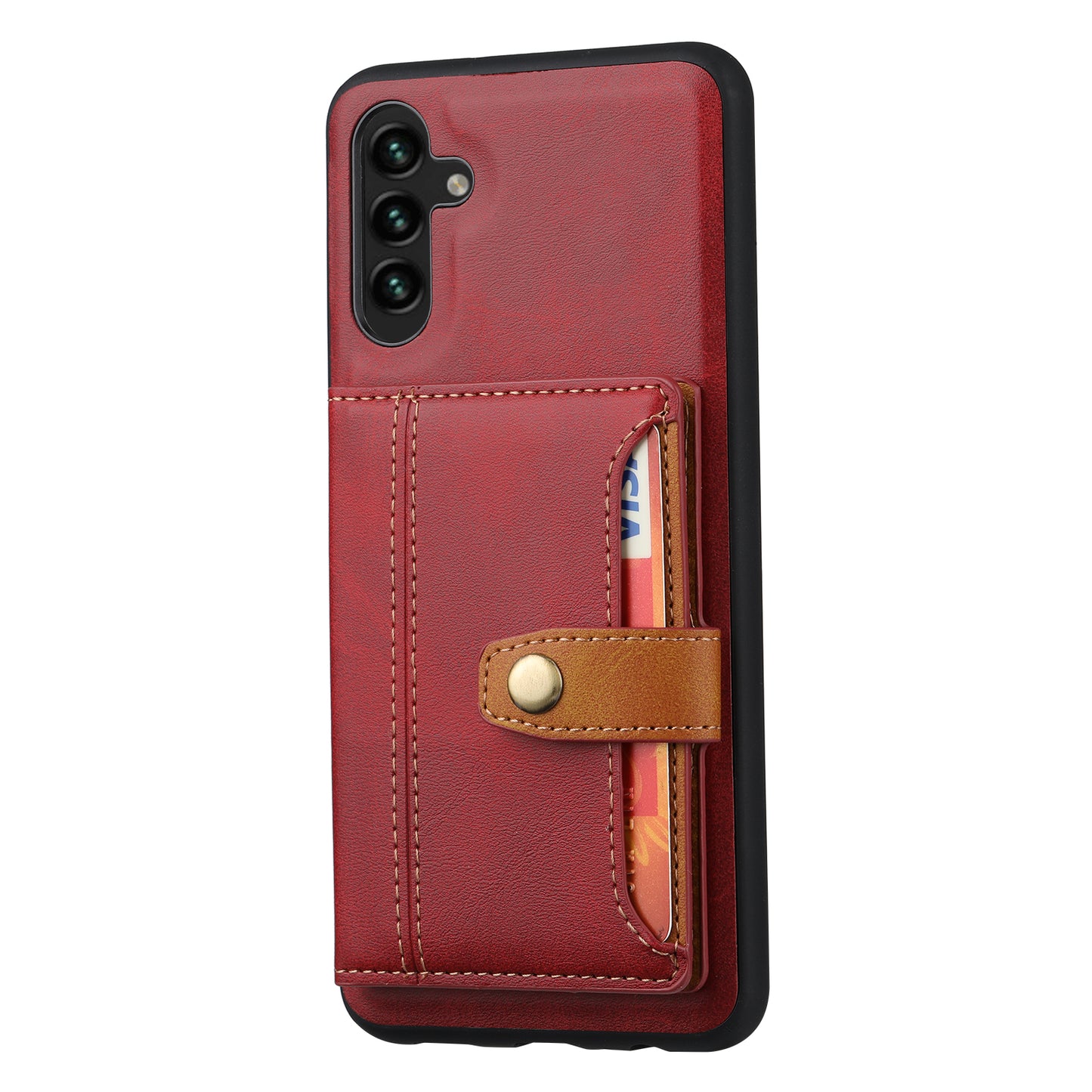 For Samsung Galaxy A24 4G Kickstand Card Slot Phone Case PU Leather + TPU Calf Texture Anti-Scratch Cover