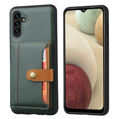 For Samsung Galaxy A24 4G Kickstand Card Slot Phone Case PU Leather + TPU Calf Texture Anti-Scratch Cover