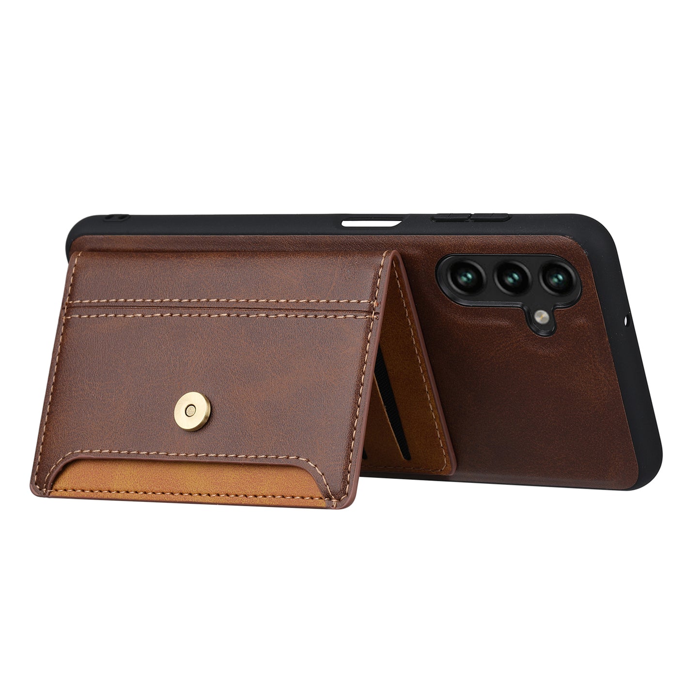 For Samsung Galaxy A24 4G Kickstand Card Slot Phone Case PU Leather + TPU Calf Texture Anti-Scratch Cover