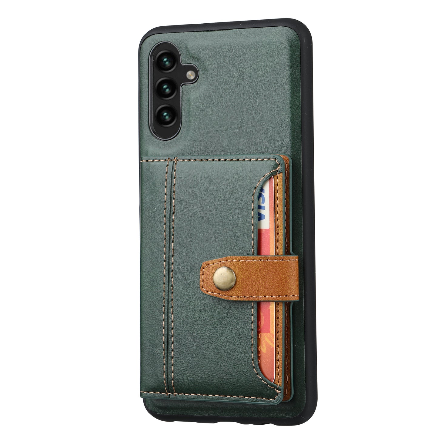 For Samsung Galaxy A24 4G Kickstand Card Slot Phone Case PU Leather + TPU Calf Texture Anti-Scratch Cover