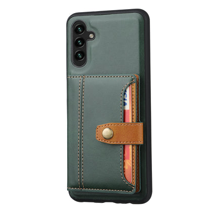 For Samsung Galaxy A24 4G Kickstand Card Slot Phone Case PU Leather + TPU Calf Texture Anti-Scratch Cover