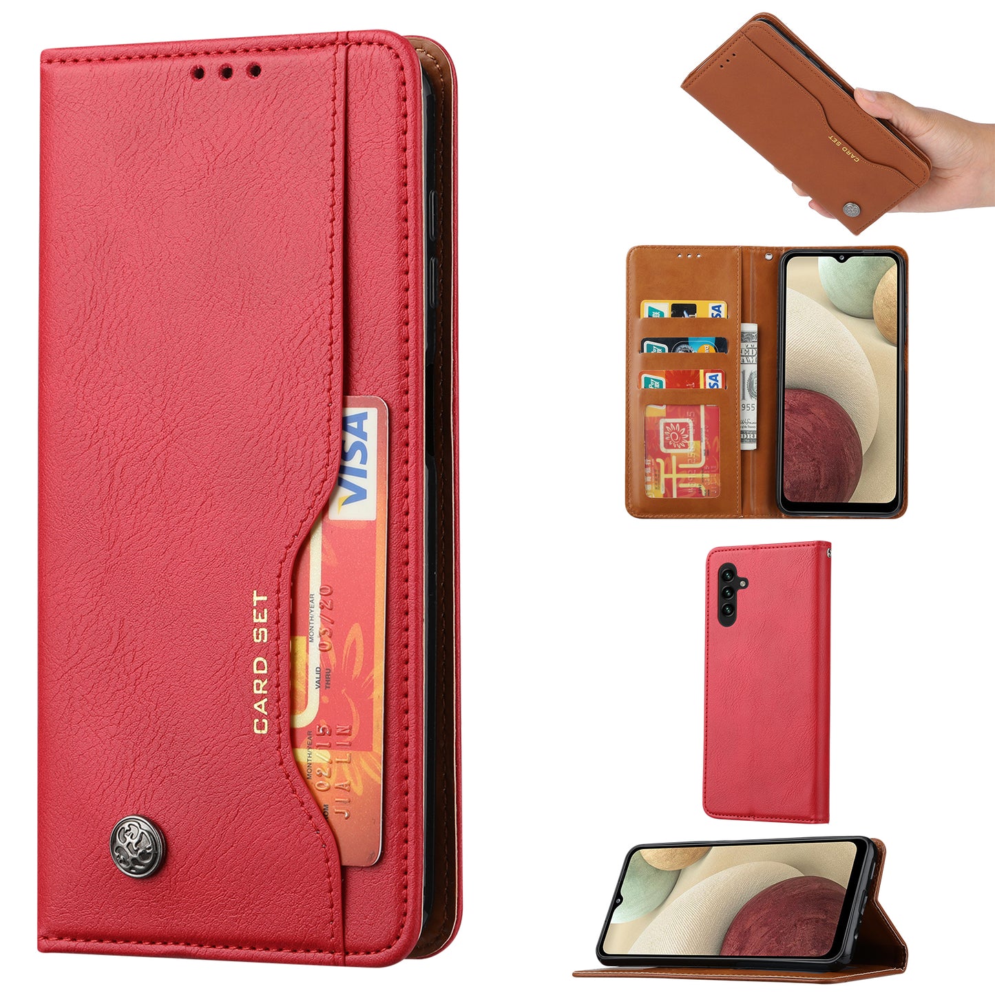 For Samsung Galaxy A24 4G Magnetic Closing Leather Phone Cover Flip Stand Wallet Protection Shell