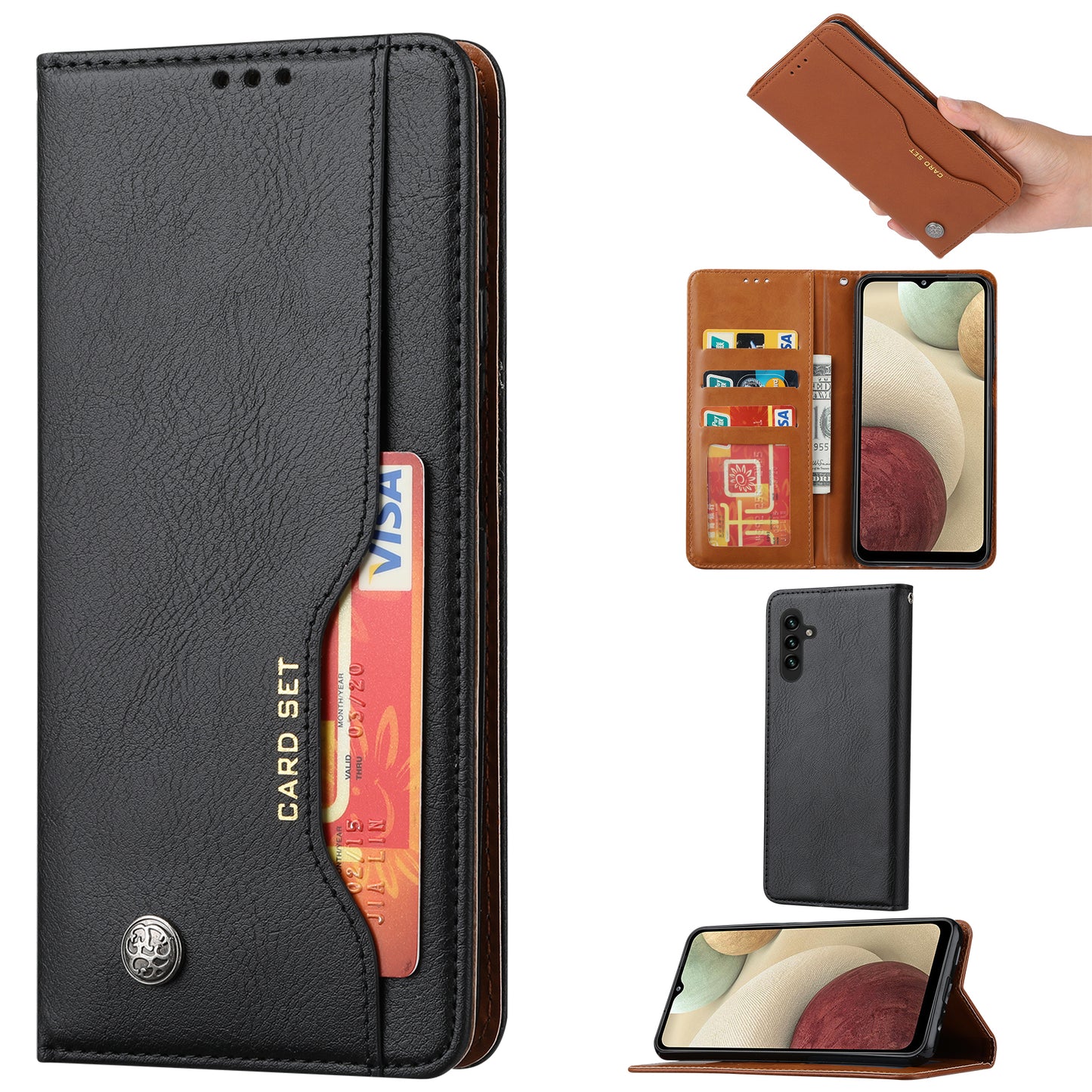 For Samsung Galaxy A24 4G Magnetic Closing Leather Phone Cover Flip Stand Wallet Protection Shell