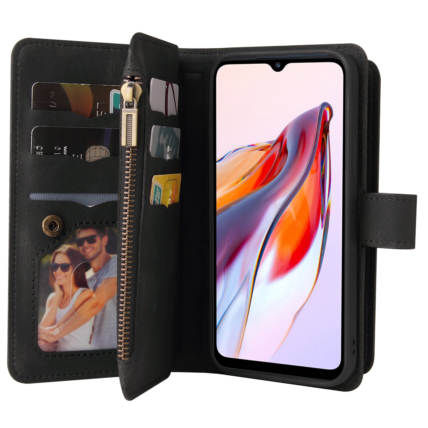 For Xiaomi Redmi 12C 4G / 11A 4G KT Multi-Functional Series-2 Phone Case Multiple Card Slots Leather Cover with Wallet Stand Zipper Pocket