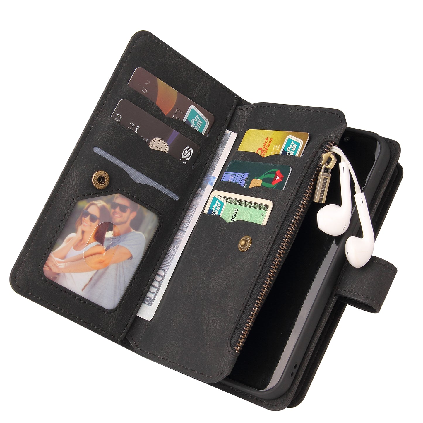 For Xiaomi Redmi 12C 4G / 11A 4G KT Multi-Functional Series-2 Phone Case Multiple Card Slots Leather Cover with Wallet Stand Zipper Pocket