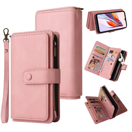 For Xiaomi Redmi 12C 4G / 11A 4G KT Multi-Functional Series-2 Phone Case Multiple Card Slots Leather Cover with Wallet Stand Zipper Pocket