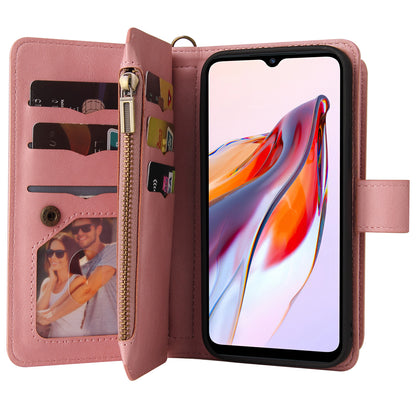 For Xiaomi Redmi 12C 4G / 11A 4G KT Multi-Functional Series-2 Phone Case Multiple Card Slots Leather Cover with Wallet Stand Zipper Pocket