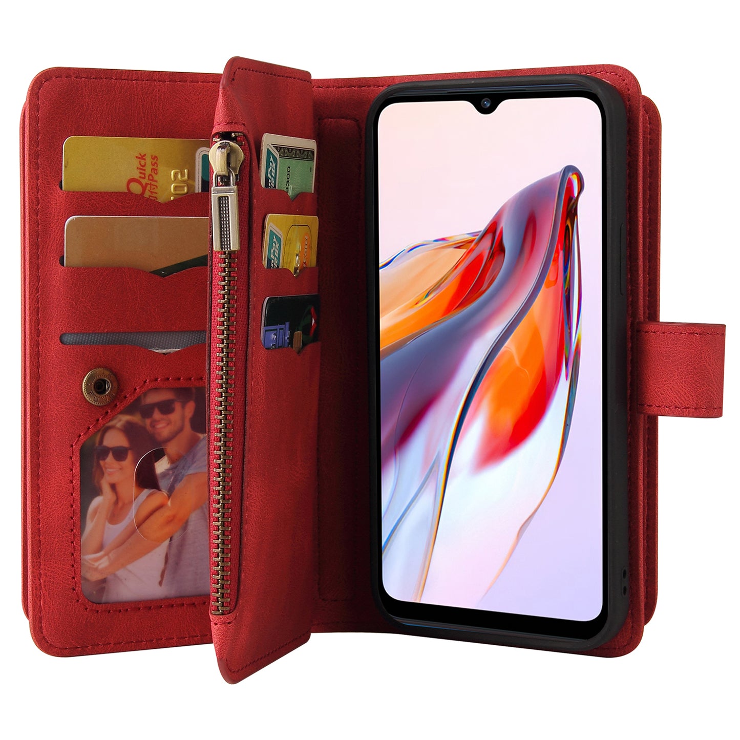 For Xiaomi Redmi 12C 4G / 11A 4G KT Multi-Functional Series-2 Phone Case Multiple Card Slots Leather Cover with Wallet Stand Zipper Pocket