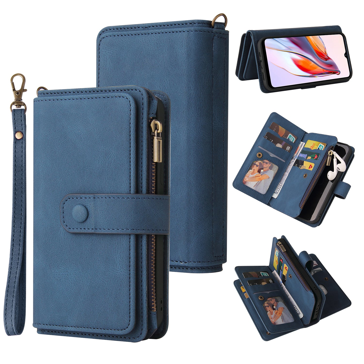 For Xiaomi Redmi 12C 4G / 11A 4G KT Multi-Functional Series-2 Phone Case Multiple Card Slots Leather Cover with Wallet Stand Zipper Pocket
