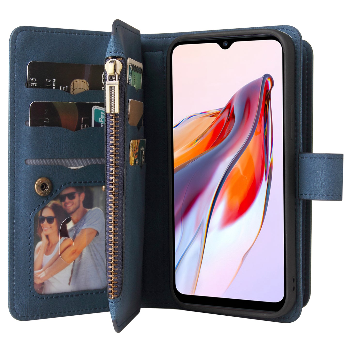 For Xiaomi Redmi 12C 4G / 11A 4G KT Multi-Functional Series-2 Phone Case Multiple Card Slots Leather Cover with Wallet Stand Zipper Pocket