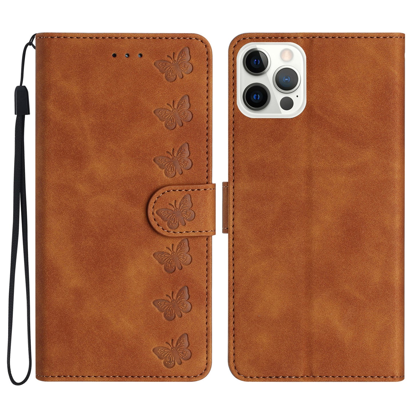 For iPhone 14 Pro PU Leather Stand Wallet Phone Case Butterfly Imprinted Anti-drop Cover
