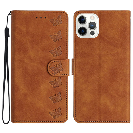 For iPhone 14 Pro PU Leather Stand Wallet Phone Case Butterfly Imprinted Anti-drop Cover