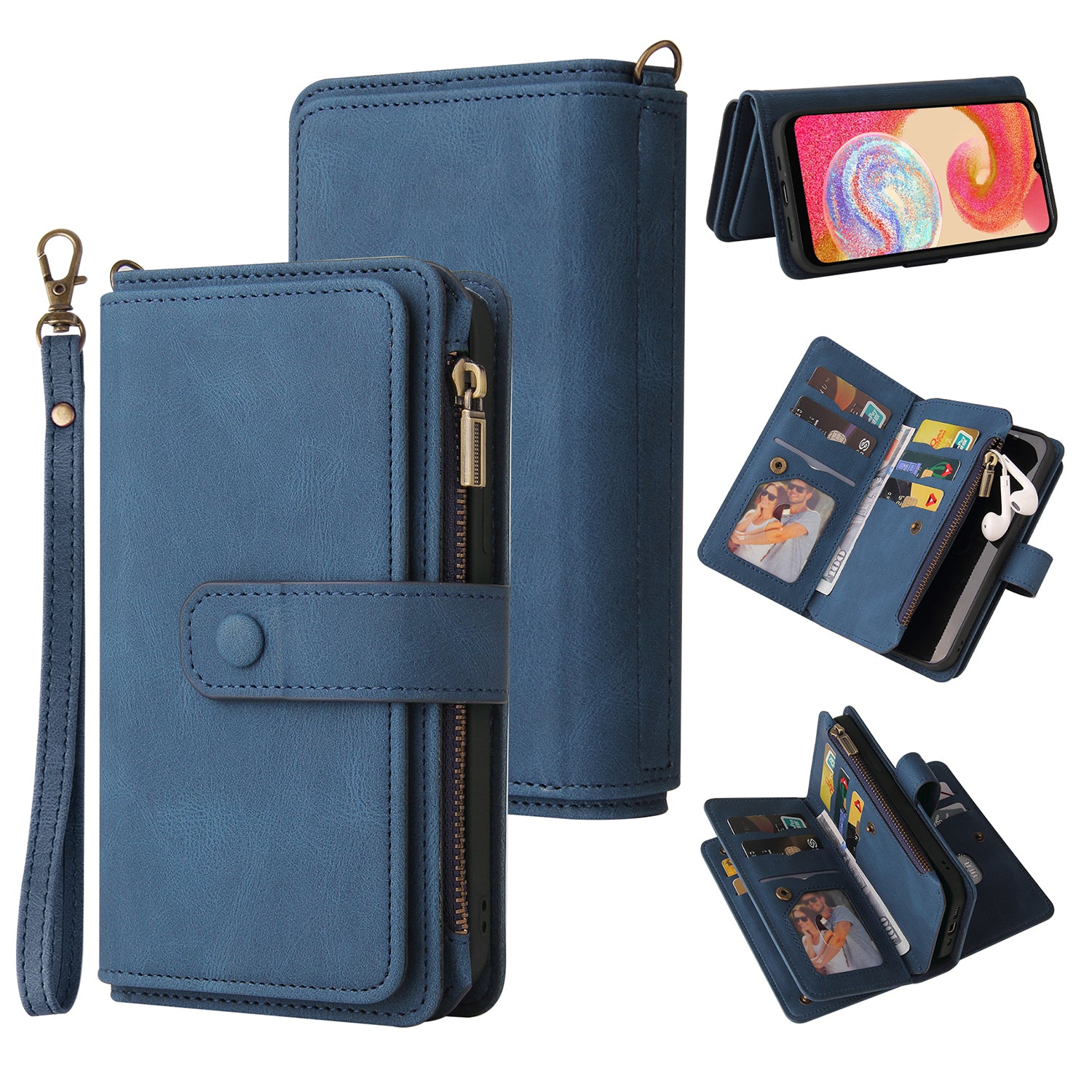 For Samsung Galaxy A04e 4G / F04 4G / M04 4G Phone Case KT Multi-Functional Series-2 Multiple Card Slots Leather Wallet Cover