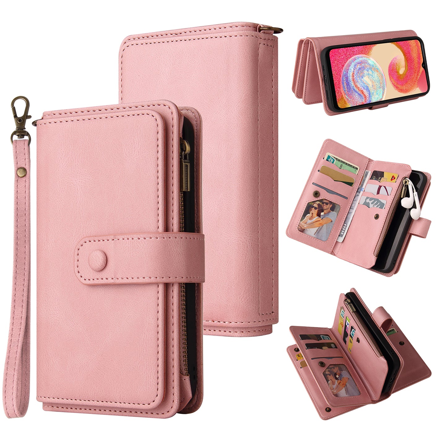 For Samsung Galaxy A04e 4G / F04 4G / M04 4G Phone Case KT Multi-Functional Series-2 Multiple Card Slots Leather Wallet Cover